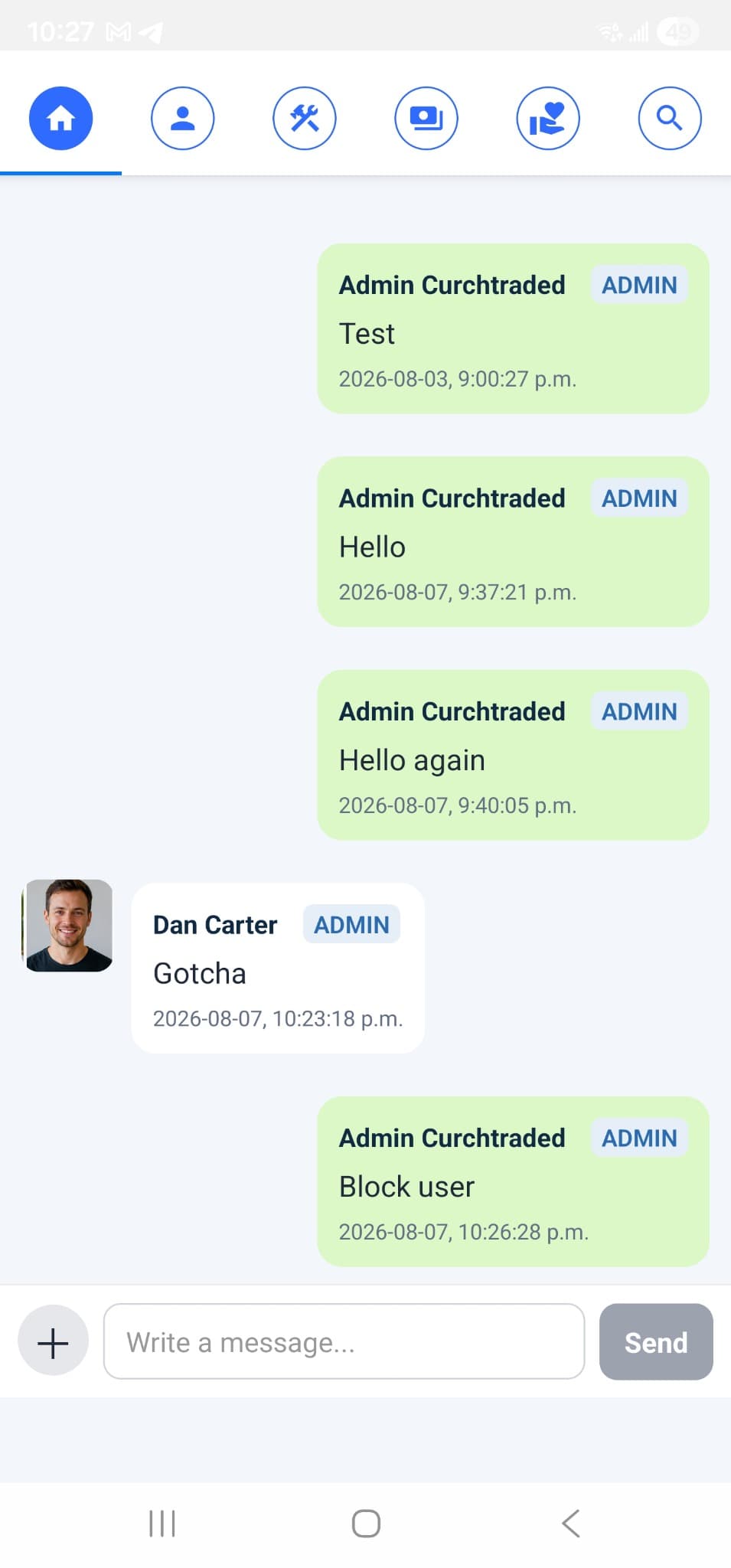 ChurchTrades app community chat screen